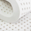 "Close-up of natural latex foam with circular holes"